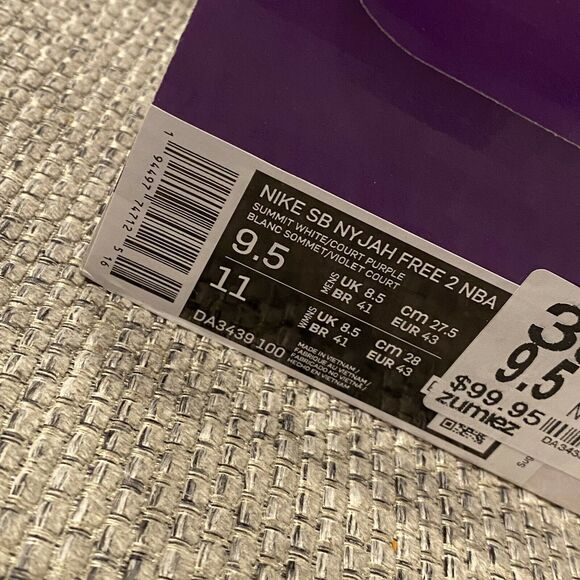 Nike SB Nyjah Free 2 Shoes NBA Los Angeles Lakers DA3439-100 Size 9.5